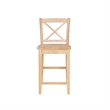 Linon Torino X-Back Counter Stool in Unfinished Solid Rubberwood