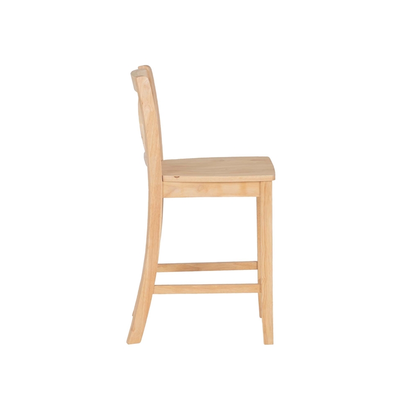 Linon Torino X-Back Counter Stool in Unfinished Solid Rubberwood