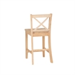 Linon Torino X-Back Counter Stool in Unfinished Solid Rubberwood