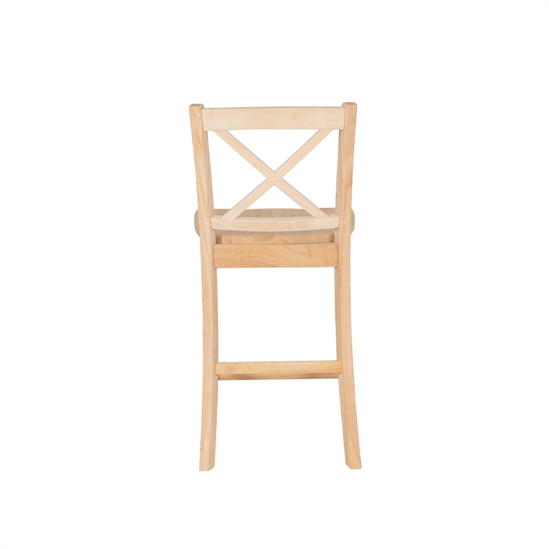 Linon Torino X-Back Counter Stool in Unfinished Solid Rubberwood