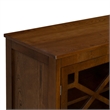 Linon Betty Large Storage Cabinet Decorative Glass Doors in Brown Stained Wood