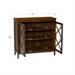 Linon Betty Large Storage Cabinet Decorative Glass Doors in Brown Stained Wood