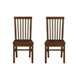 Linon Erwin Slat Back Wood Side Chairs Set of 2 in Walnut Glossy Lacquer Finish