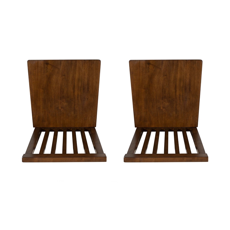 Linon Erwin Slat Back Wood Side Chairs Set of 2 in Walnut Glossy Lacquer Finish