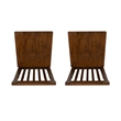 Linon Erwin Slat Back Wood Side Chairs Set of 2 in Walnut Glossy Lacquer Finish