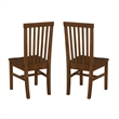 Linon Erwin Slat Back Wood Side Chairs Set of 2 in Walnut Glossy Lacquer Finish