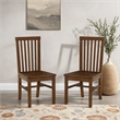 Linon Erwin Slat Back Wood Side Chairs Set of 2 in Walnut Glossy Lacquer Finish
