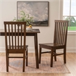 Linon Erwin Slat Back Wood Side Chairs Set of 2 in Walnut Glossy Lacquer Finish