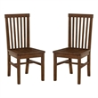Linon Erwin Slat Back Wood Side Chairs Set of 2 in Walnut Glossy Lacquer Finish