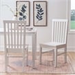 Linon Erwin Slat Back Wood Side Chairs Set of 2 in White Glossy Lacquer Finish