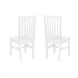 Linon Erwin Slat Back Wood Side Chairs Set of 2 in White Glossy Lacquer Finish