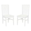 Linon Erwin Slat Back Wood Side Chairs Set of 2 in White Glossy Lacquer Finish