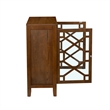 Linon Betty Small Storage Cabinet Decorative Glass Door in Brown Stained Wood