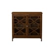Linon Betty Small Storage Cabinet Decorative Glass Door in Brown Stained Wood