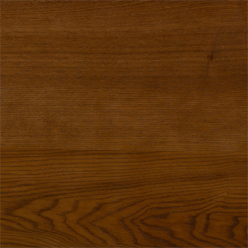 Linon Betty Small Storage Cabinet Decorative Glass Door in Brown Stained Wood