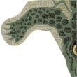 Linon 2' X 3' Jungle Crocodile Shaped Accent Rug in Green Wool
