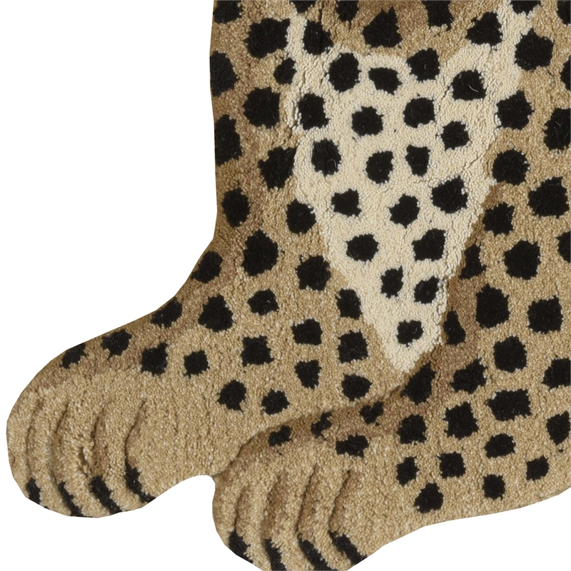 Linon 2' X 3' Jungle Sitting Cheetah Shaped Accent Rug in Gold and Black Wool