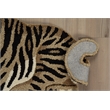 Linon 2' X 3' Jungle Sitting Tiger Shaped Accent Rug in Gold and Black Wool