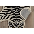 Linon 2' X 3' Jungle Tiger Shaped Accent Rug in White and Black Wool
