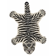 Linon 2' X 3' Jungle Tiger Shaped Accent Rug in White and Black Wool