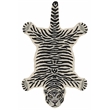Linon 3' X 5' Jungle Tiger Shaped Accent Rug in White and Black Wool