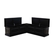 Linon Troyin 5 Pce Set Wood Nook/Round Table/2 Chairs/Cushion Set in Black