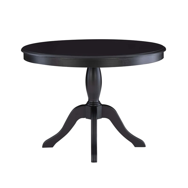 Linon Troyin 5 Pce Set Wood Nook/Round Table/2 Chairs/Cushion Set in Black