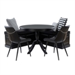 Linon Troyin 5 Pce Set Wood Nook/Round Table/2 Chairs/Cushion Set in Black