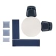 Linon Troyin 5 Pce Set White Wood Nook/Table/2 Padded Chairs/Cushion Set in Blue