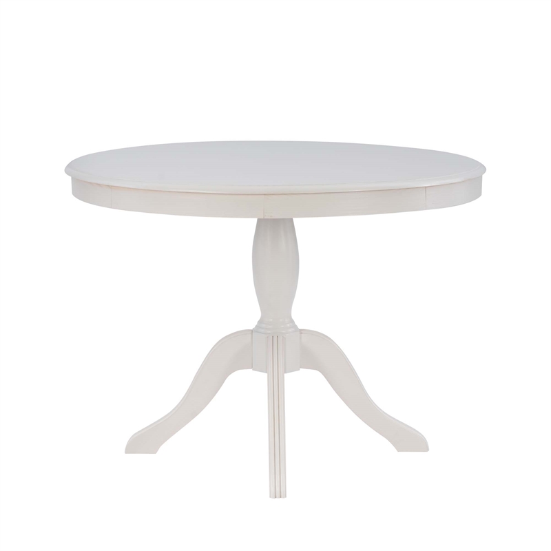 Linon Troyin 5 Pce Set White Wood Nook/Table/2 Padded Chairs/Cushion Set in Blue