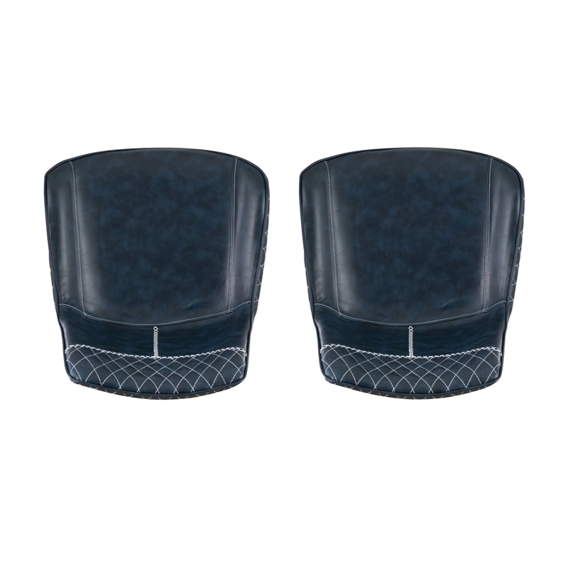Linon Troyin 5 Pce Set White Wood Nook/Table/2 Padded Chairs/Cushion Set in Blue