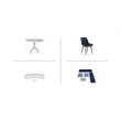 Linon Troyin 5 Pce Set White Wood Nook/Table/2 Padded Chairs/Cushion Set in Blue