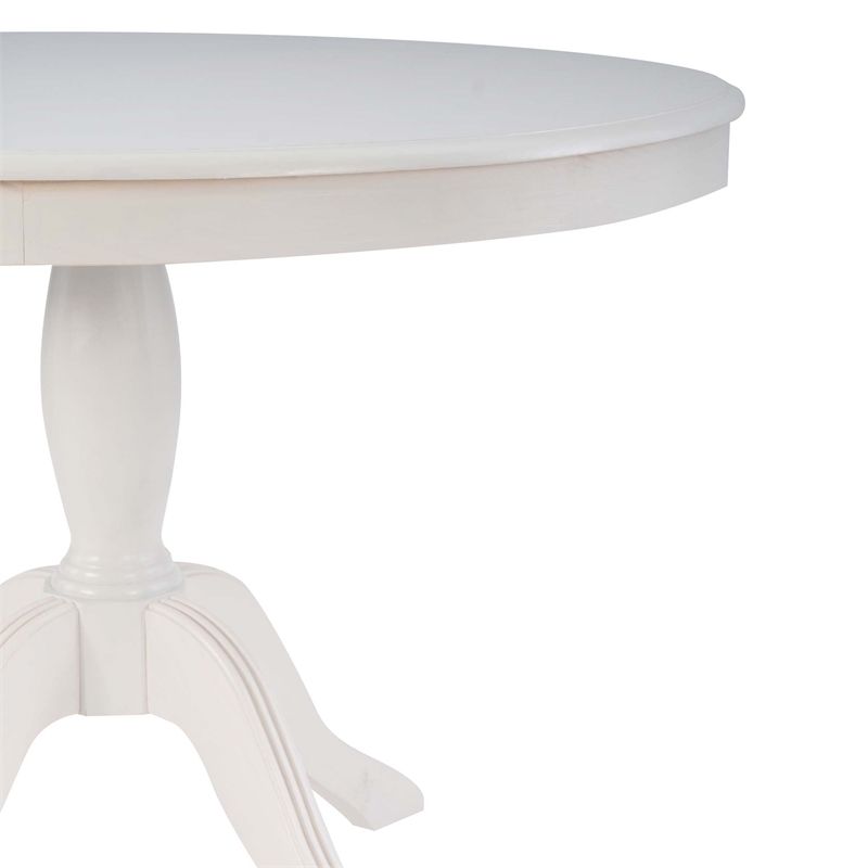 Linon Troyin 5 Pce Set White Wood Nook/Table/2 Padded Chairs/Cushion Set in Blue