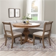 Linon Hale 4 Pce Set Upholstered Gray Nook/Round Table/2 Chairs in Natural Wood