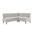 Linon Hale 4 Pce Set Upholstered Gray Nook/Round Table/2 Chairs in Natural Wood