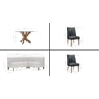 Linon Hale 4 Pce Set Upholstered Gray Nook Round Table 2 Padded Chairs in Navy
