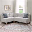 Linon Hale 4 Pce Set Upholstered Gray Nook Round Table 2 Padded Chairs in Navy
