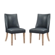 Linon Hale 4 Pce Set Upholstered Gray Nook Round Table 2 Padded Chairs in Navy