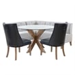 Linon Hale 4 Pce Set Upholstered Gray Nook Round Table 2 Padded Chairs in Navy