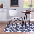 Linon Willey Dining Chair Cream Faux Leather Sling Seat Steel Frame in Black