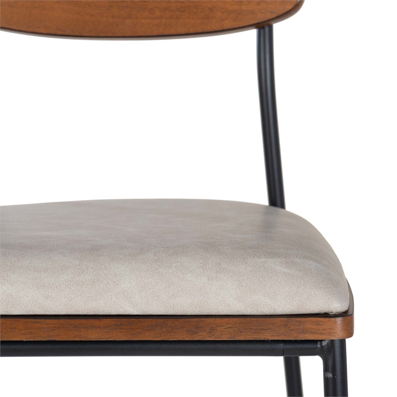 Linon Ryder Counter Stool Cream Faux Leather Padded Seat Steel Frame in Black