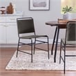 Linon Willey Dining Chair Forest Green Velvet Sling Seat Steel Frame in Black