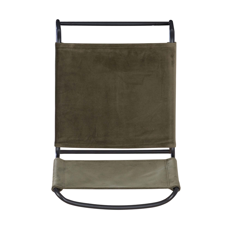 Linon Willey Dining Chair Forest Green Velvet Sling Seat Steel Frame in Black