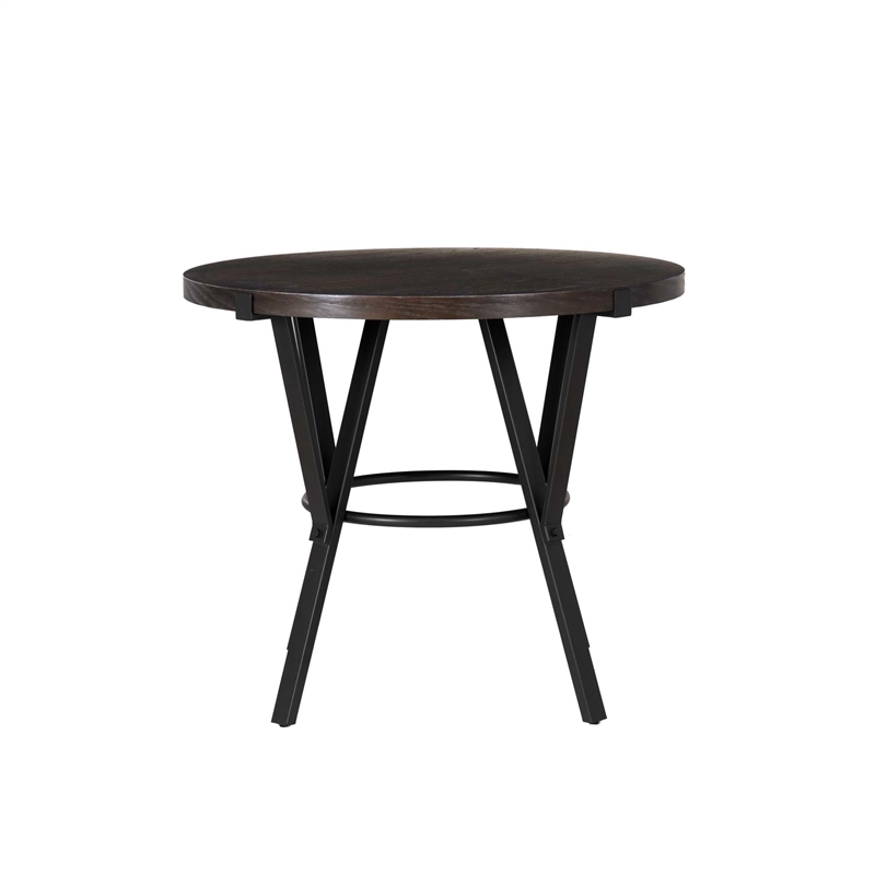 Linon Thorne 5 Pce Round Dining Set Table & 4 Stools Metal Frame in Charcoal