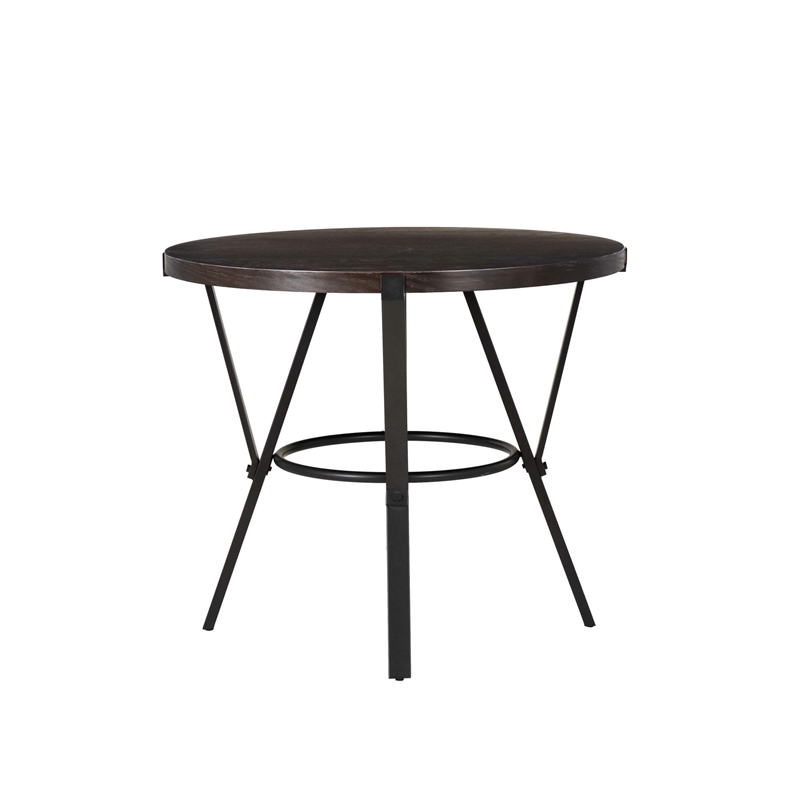 Linon Thorne 5 Pce Round Dining Set Table & 4 Stools Metal Frame in Charcoal