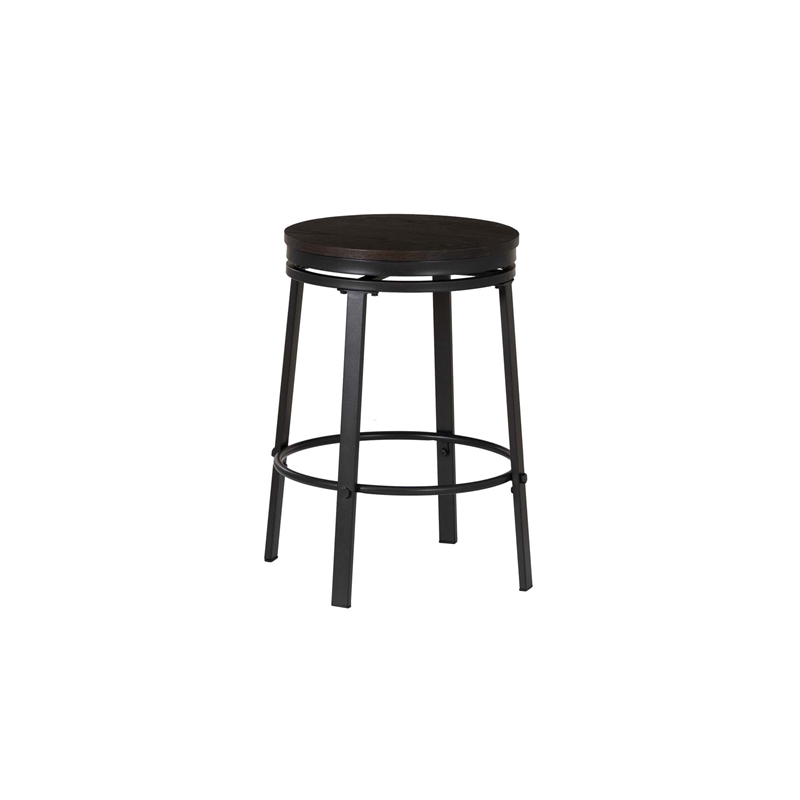 Linon Thorne 5 Pce Round Dining Set Table & 4 Stools Metal Frame in Charcoal