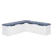Linon Cleo Backless Storage Nook Blue Microfiber Upholstered Seats in White Wood