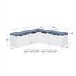 Linon Cleo Backless Storage Nook Blue Microfiber Upholstered Seats in White Wood