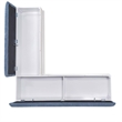 Linon Cleo Backless Storage Nook Blue Microfiber Upholstered Seats in White Wood