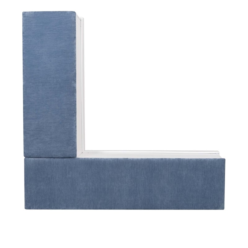 Linon Cleo Backless Storage Nook Blue Microfiber Upholstered Seats in White Wood